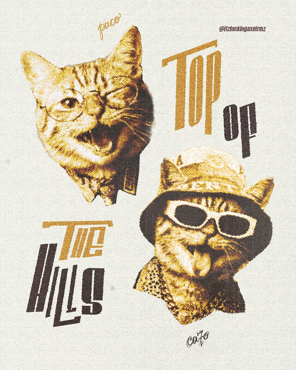 Playera Oversize "Gatriel y Gato Amoroso" TOP OF THE HILLS